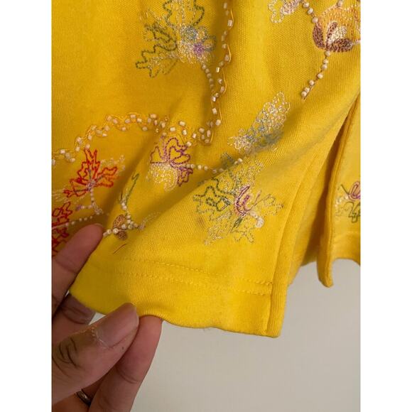 Vintage Lisa Ashley Womens Cardigan Small Yellow Floral Beaded Cottagecore 90s - Picture 2 of 13